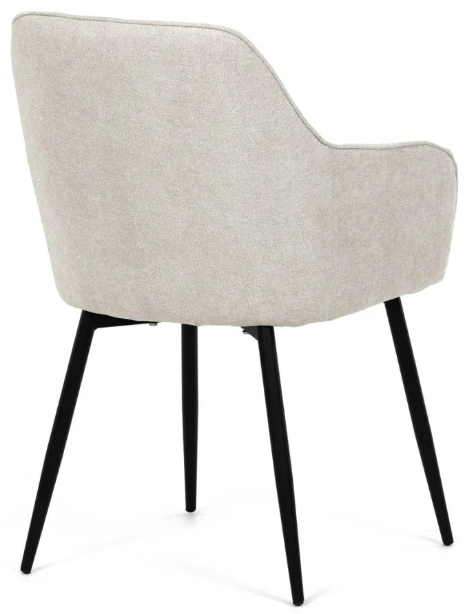 Scaun de sufragerie elegant, stofă bej, metal negru