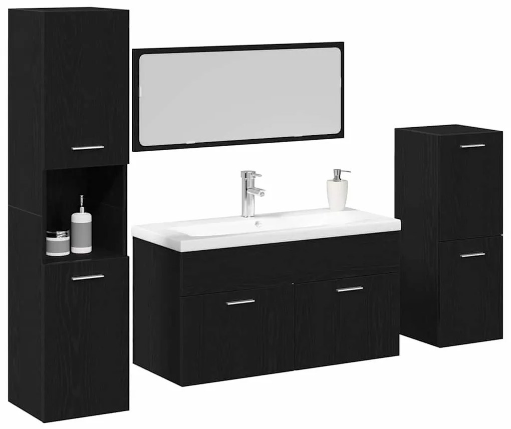 Fürdőszoba bútor szett 4 pcs Fekete tölgy 80 x 38.5 x 45 cm