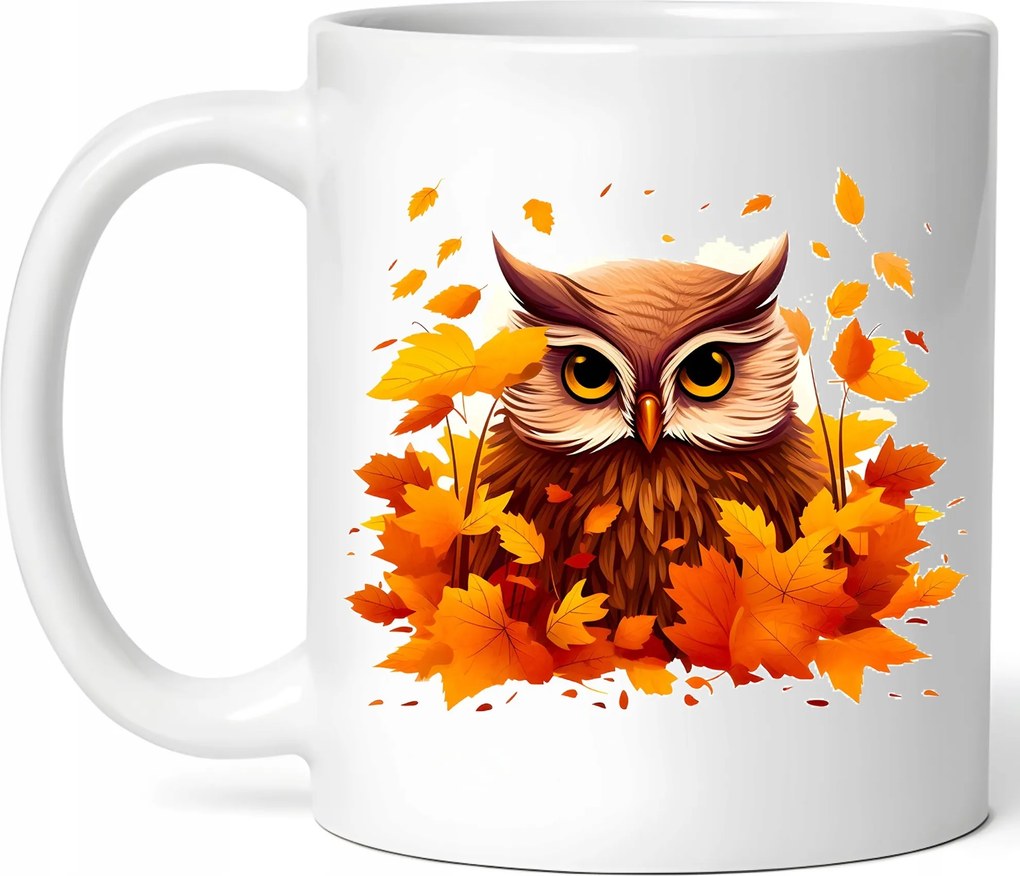 Látványos Bögre Bagoly Őszi Hangulat Kerámia Doboz 330ml