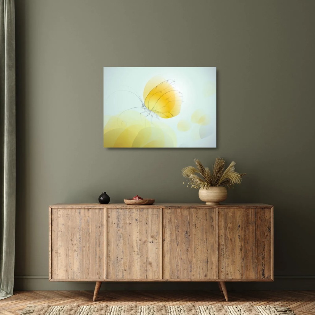 Kép - Sárga pillangó (üvegen) (70x50 cm)