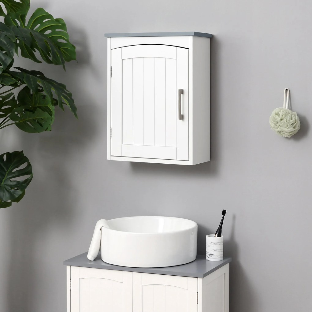 Kleankin Felfüggesztett WC Szekrény Falra Szerelhető Gyógyszertároló Szekrény - 41 x 18.5 x 52 cm - MDF - Fehér | Aosom