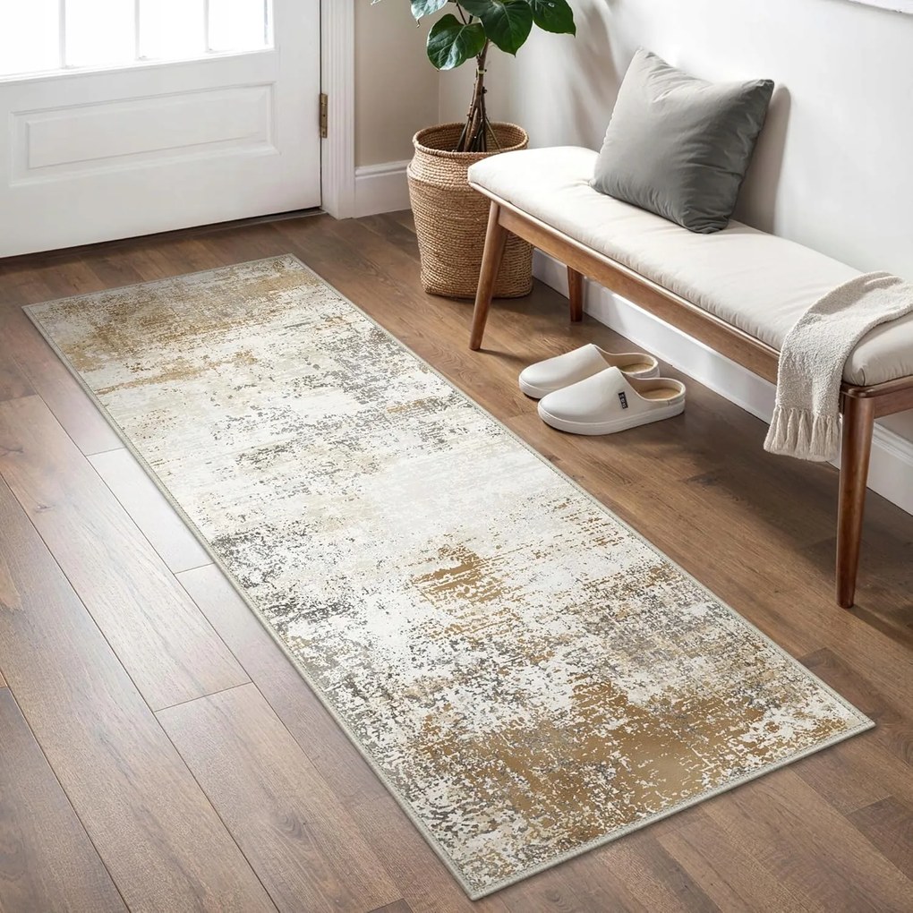 Nappali szőnyeg 60x120cm,plüss puha szőr,beton márvány krém bézs