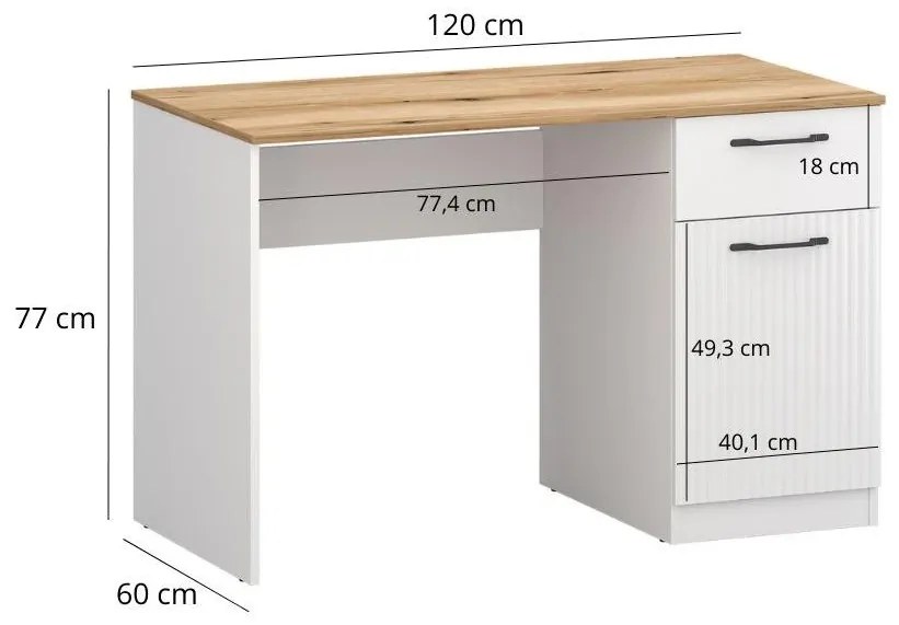 PC asztal Vejares (fehér + evoke tölgy) . 1116993