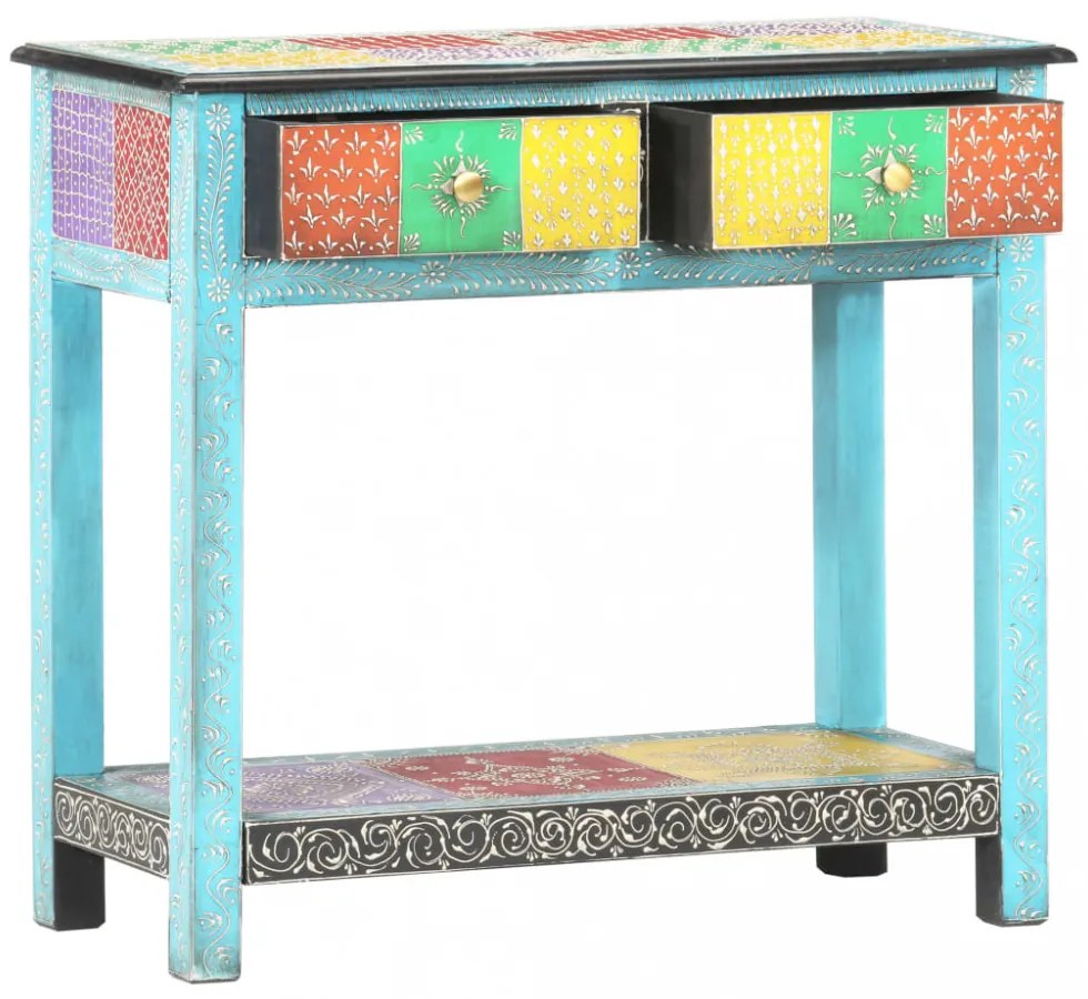 kézzel festett tömör mangófa tálalóasztal 80 x 35 x 75 cm