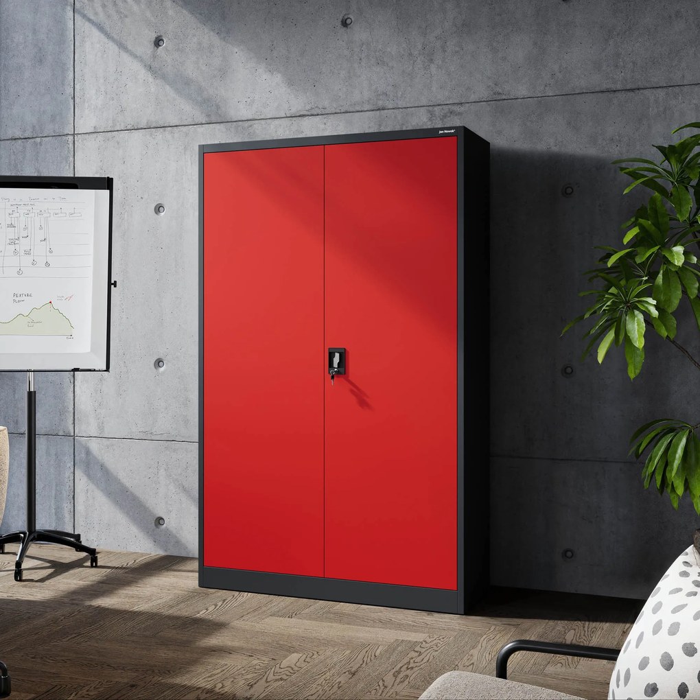 Fém iratszekrény JAN II, 1150 x 185 x 400 mm, antracit-piros