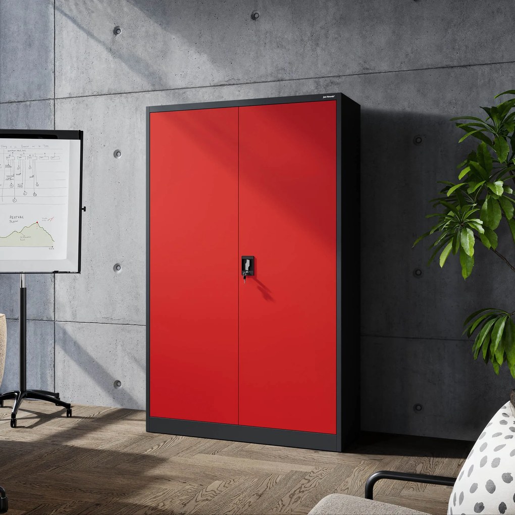Fém iratszekrény JAN II, 1150 x 1850 x 400 mm, antracit-piros