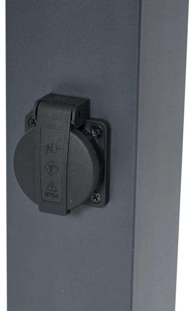 Kültéri lámpa sötétszürke füstüveggel 80cm IP44 aljzattal és mozgásérzékelővel - Malios