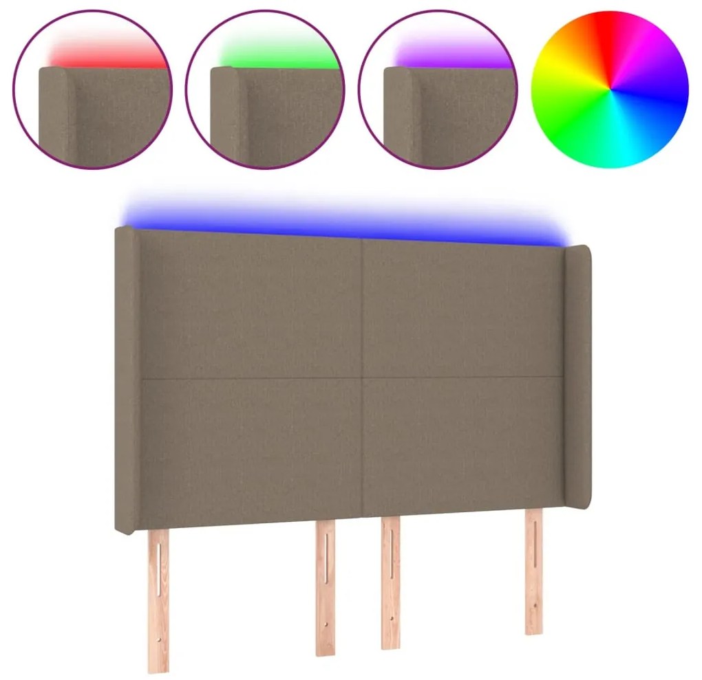 tópszínű szövet LED-es fejtámla 147x16x118/128 cm