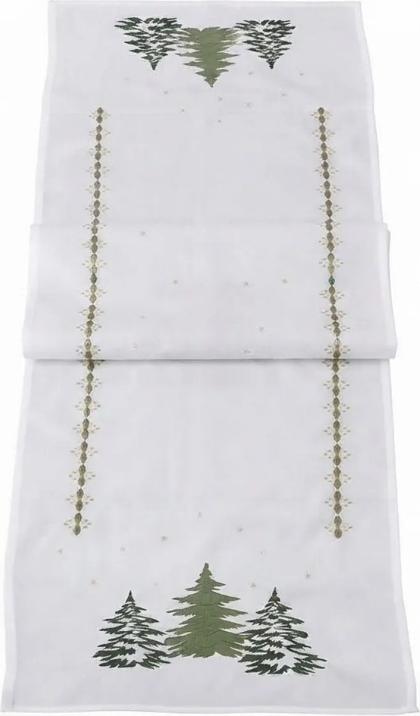 Karácsonyi asztali futó EVERGREEN CHARM 40x140 cm, fehér