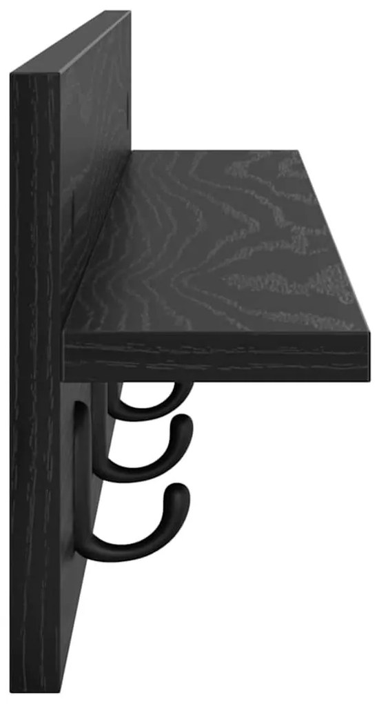 Fali Kabáthorog polcokkal Musta tammi 80 x 10.5 x 18 cm Faanyag