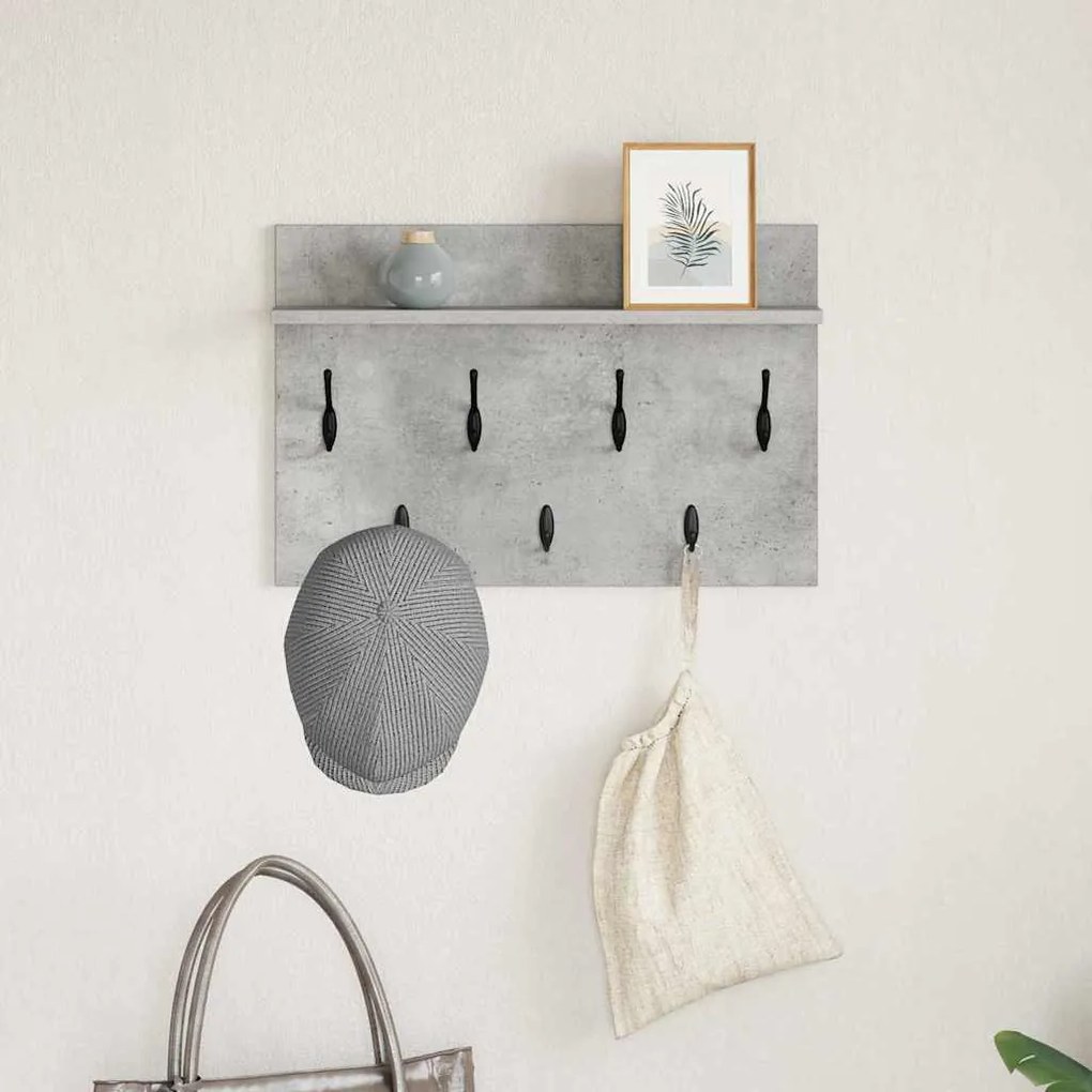 Fali Kabáthorog polcokkal Beton szürke 60 x 40 x 12 cm Faanyag