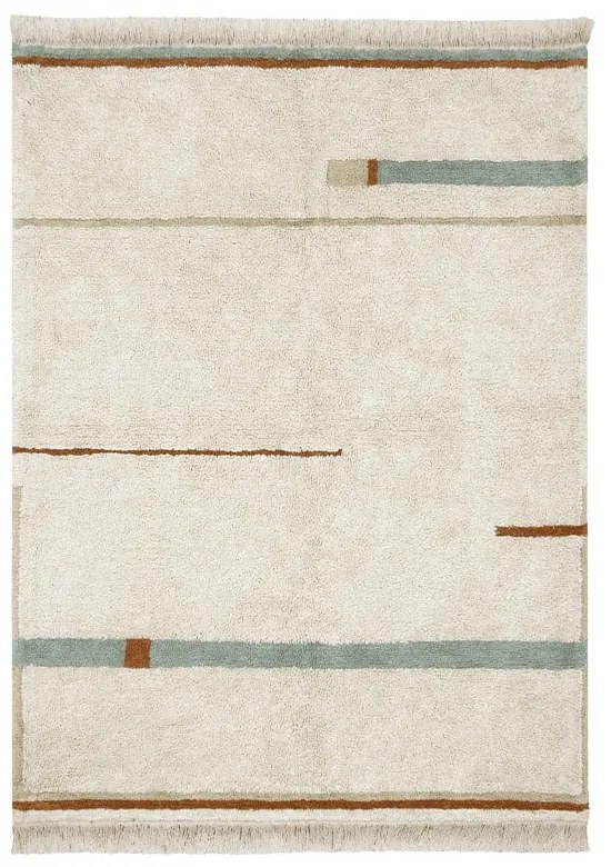 Kék-krémszínű mosható kézi szövésű pamut szőnyeg 90x130 cm Lanes Vintage Blue – Lorena Canals