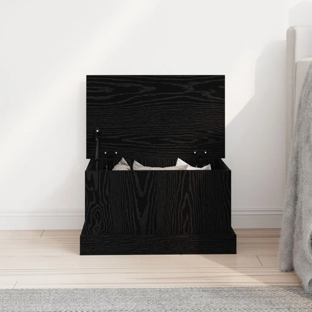 Tárolódoboz Fekete Tömörfa 50x30x28 cm Műgyanta
