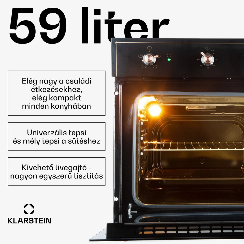 Klarstein Vilhelmine, beépített sütő, 55 l, A energiahatékonysági osztály, fekete