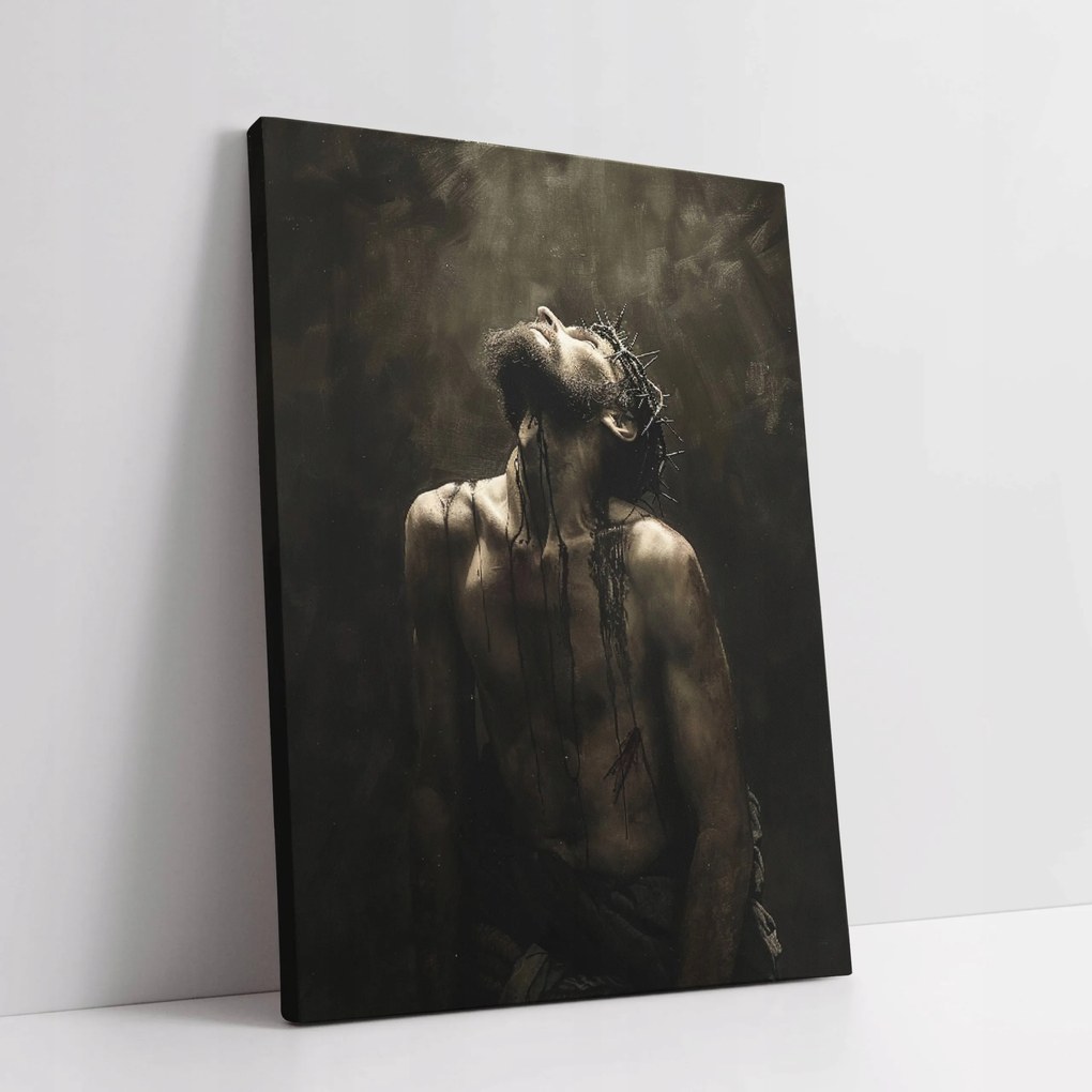 Jézus Krisztus töviskoronás imádkozó vászonkép 75x100