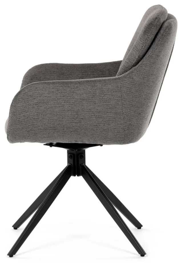 Scaun de sufragerie pivotant, mecanism rotativ la 180°, țesătură impermeabilă de culoarea trufei, structură metalică neagră