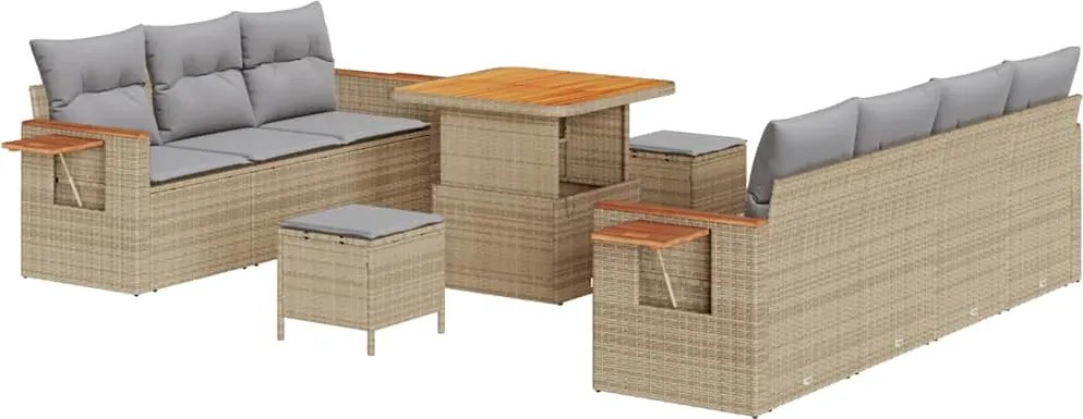 vidaXL Kerti Kanapé Szett párnával 10 pcs Beige és Világosszürke