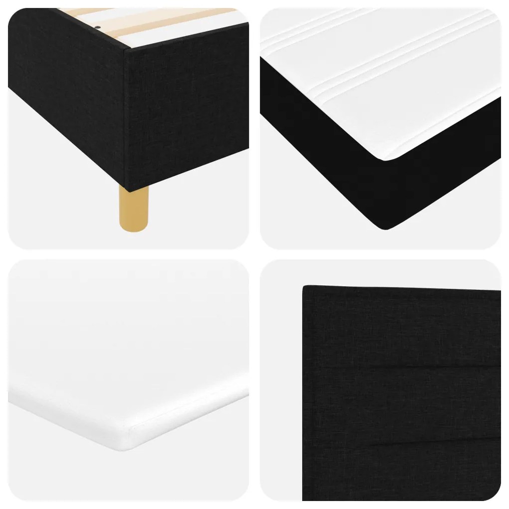 Box Spring ágy matraccal - Fekete, 80x200 cm, Szövet