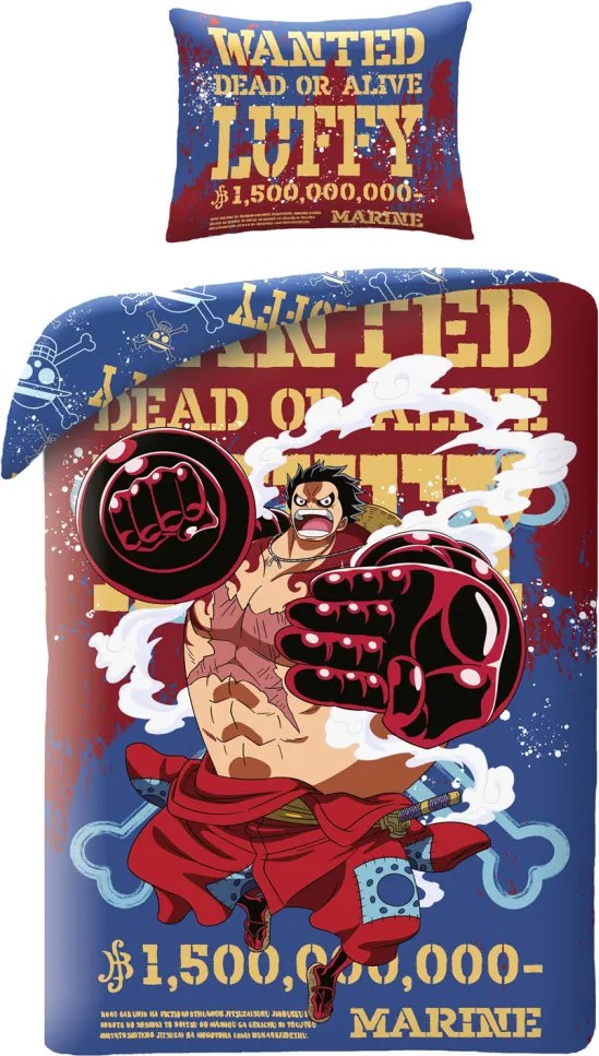 One Piece Wanted ágyneműhuzat 140×200cm, 70×90 cm microfibre