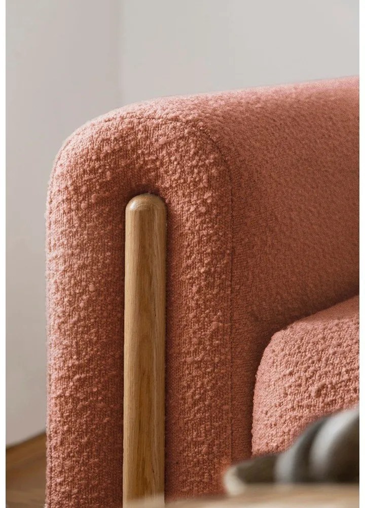 Terrakotta színű buklé kinyitható-tárolóhelyes kanapé 244 cm Arcadova – ELTAP