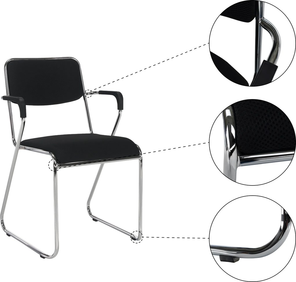 Tárgyolószék, fekete háló, DERYA NEW