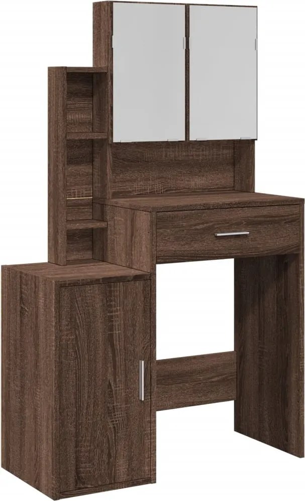 vidaXL barna tölgy színű fésülködőasztal szekrénnyel 80 x 35 x 132 cm