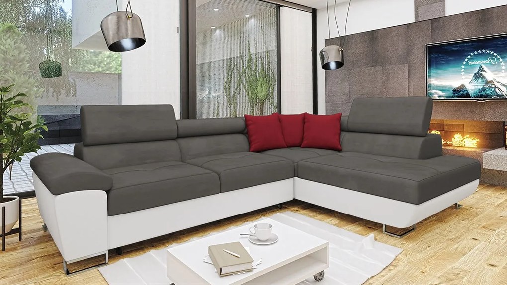 Sarokkanapé Alphard (J) (öko-bőr Soft 017 + Uttario Velvet 2971 + Kronos 02). 1060186