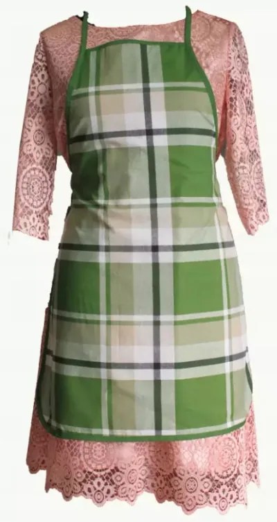 Konyhai kötény Női kötény zöld kockás Nevada 55x75cm