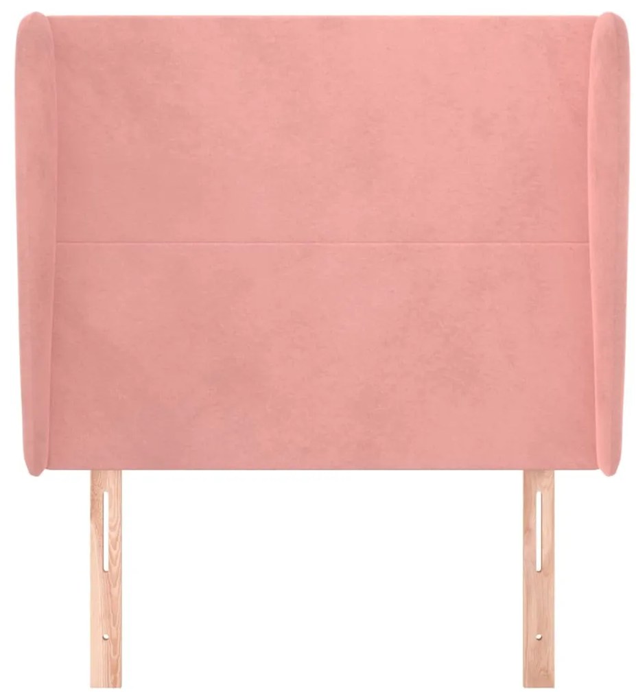 rózsaszín bársony fejtámla szárnyakkal 83 x 23 x 118/128 cm
