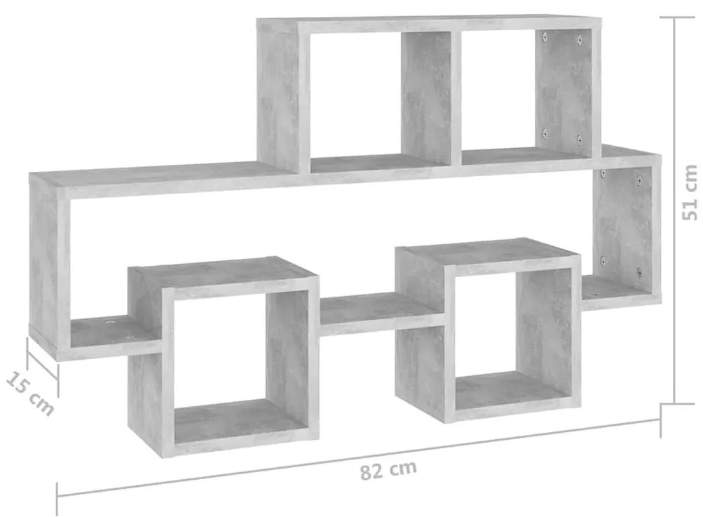 autó alakú betonszürke szerelt fa fali polc 82 x 15 x 51 cm
