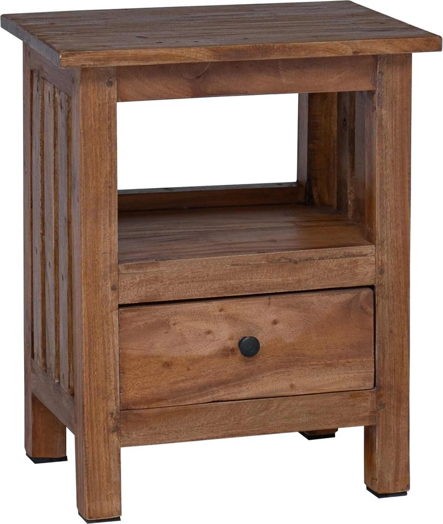 vidaXL Éjjeli asztal fiókkal Barna 41 x 30 x 50 cm Tömör Mahagóni Fa