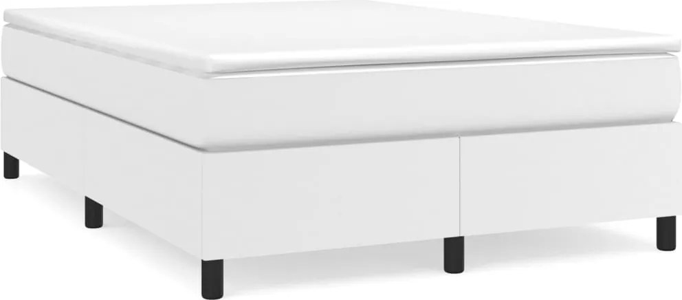 vidaXL fehér műbőr rugós ágy matraccal 140x190 cm