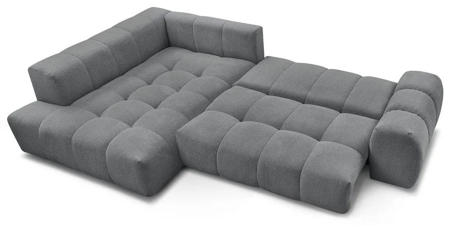 Sötétszürke zsenília kinyitható-tárolóhelyes sarokkanapé (bal oldali-L alakú) Everest – Bobochic Paris