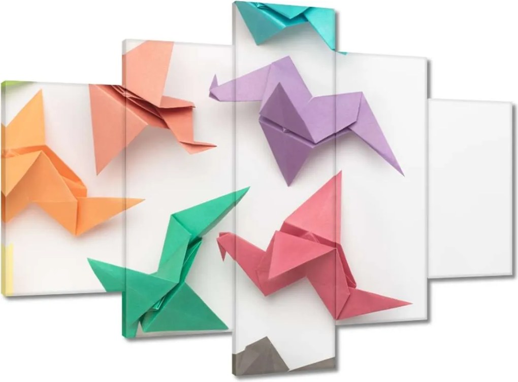 Vászonkép 150x105 Színes origami madarak