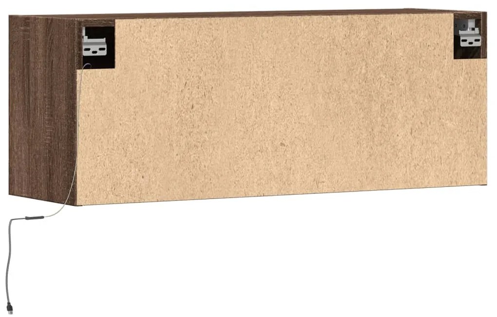 barna tölgyszínű fali TV-szekrény LED-del 100x31x35 cm
