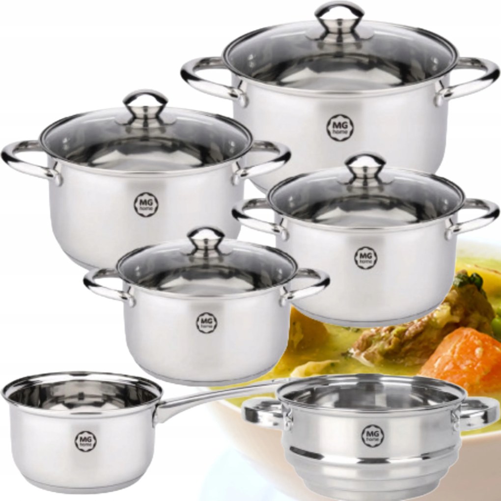 5 Darabos Edénykészlet Mg Home Lauro Acél Edénygarnitúra 10 Részes Rozsdamentes Acél Indukciós