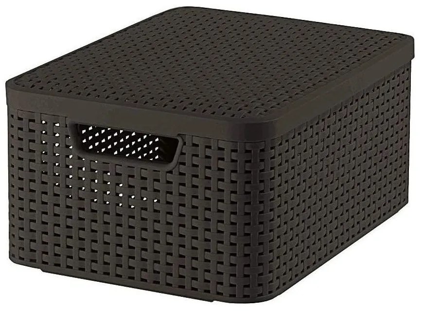 Sötétbarna fedeles műanyag tárolódoboz 29x39x19 cm Style – Curver
