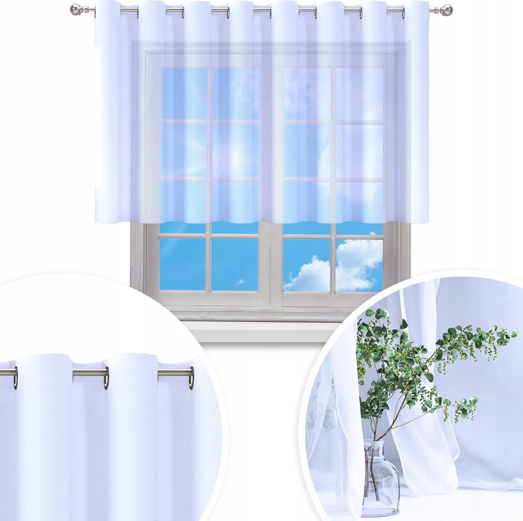 Függöny Kész Fátyol Fehér 300x100 CM Függöny Átvezető Függöny