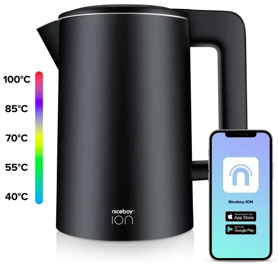 Niceboy ION SmartKettle - Intelligens vízforraló hőszabályozással 1,7 l 2200W/230V fekete