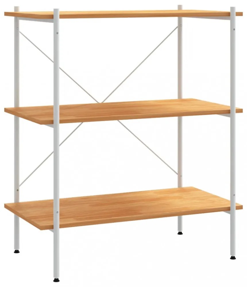 fehér és tölgy 3 szintes polcrendszer 80x40x92 cm