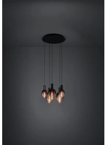 Eglo 390267 - Csillár zsinóron HUEBRO 5xE27/40W/230V fekete