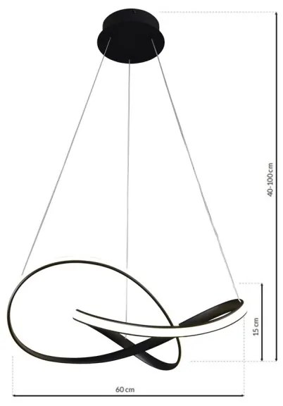 LED Csillár zsinóron CAPPIO LED/36W/230V fekete