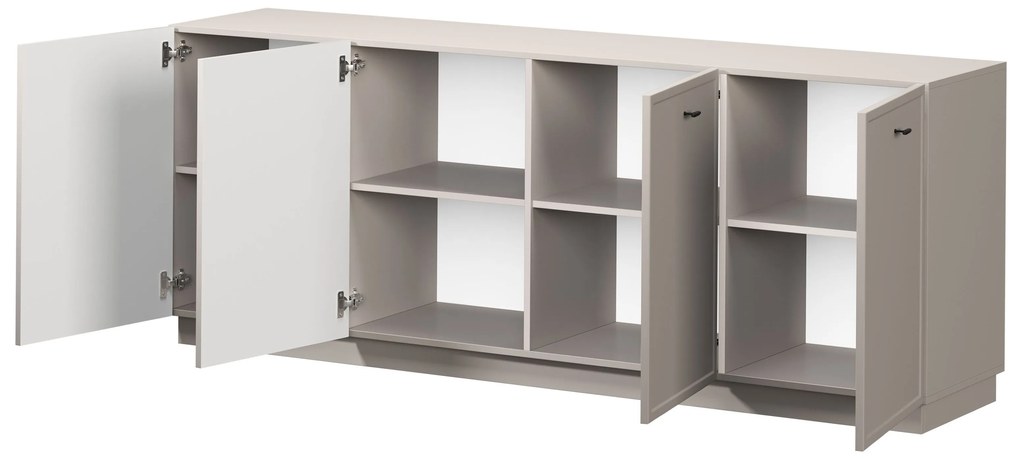 Lorini négyajtós komód 200 cm - kasmír / fekete T-bar fogantyúk