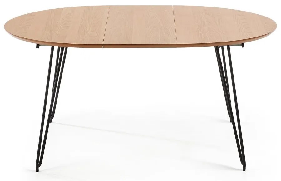 Novaks bővíthető étkezőasztal tölgyfa dekoros asztallappal, ø 120 cm - Kave Home