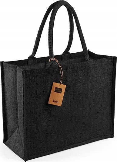 juta bevásárlótáska széles aljjal nagy XL fekete Juta 42x33x19cm