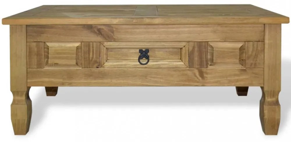 mexikói Corona-stílusú fenyőfa dohányzóasztal 100 x 55 x 44 cm