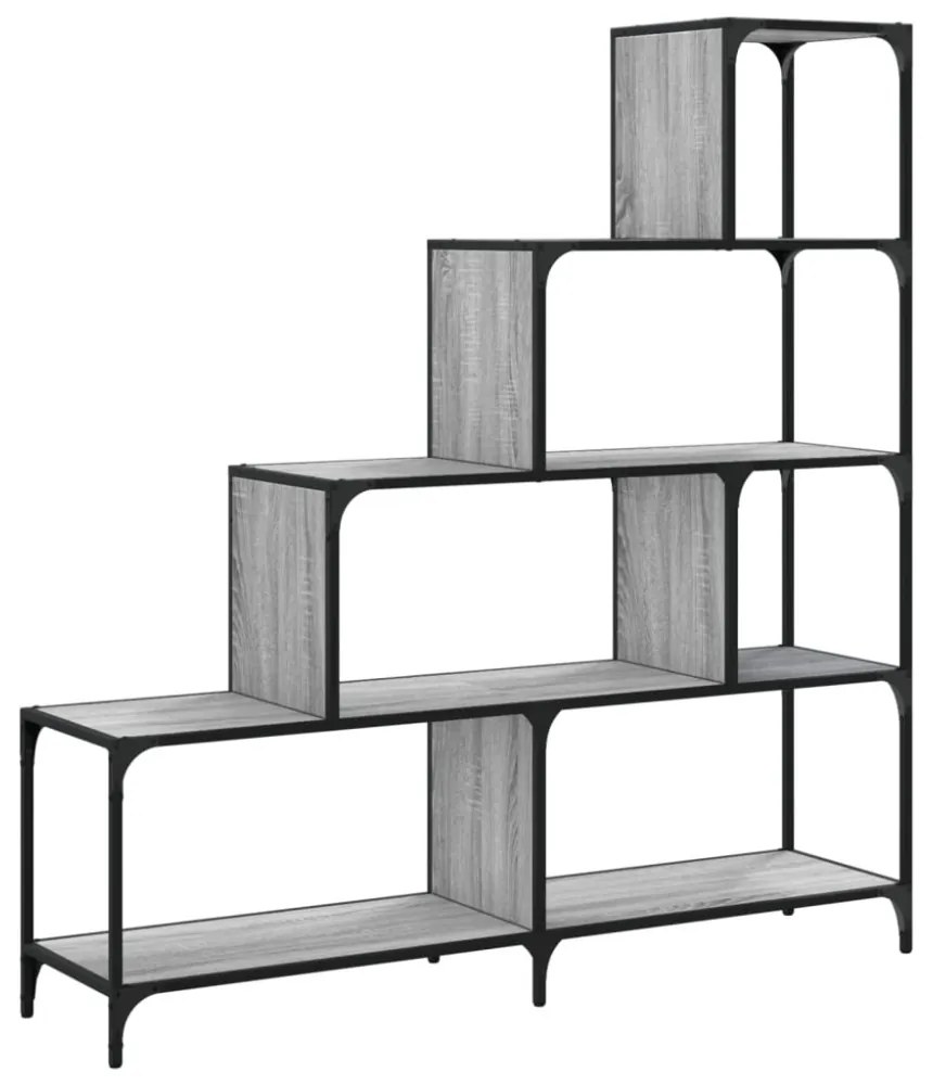 4 szintes szürke sonoma szerelt fa könyvespolc 139x33,5x149 cm
