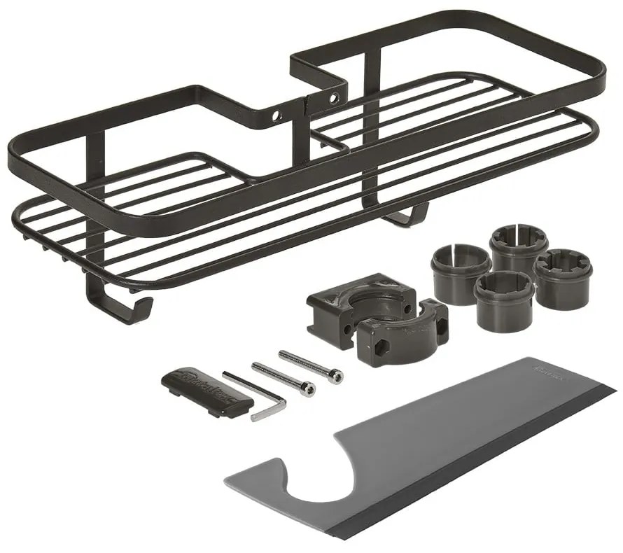 Matt fekete öntapadós acél fürdőszobai polc Lava – Metaltex