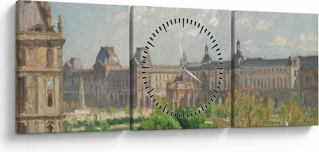 Kép - Camille Pissarro, Place du Carrousel, Paris, reprodukciók (órával) (90x30 cm)