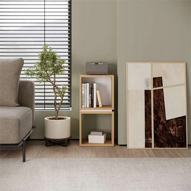 Alacsony könyvespolc Houseland Lofty 2 zafír tölgy/fehér